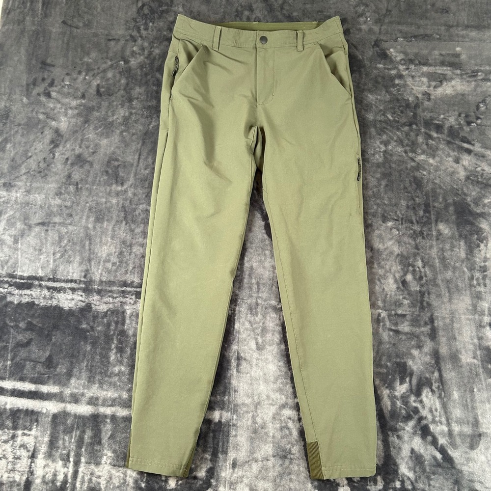 Russell Athletic Pants Mens Small Green Tapered Zipper Pockets Stretch Hiking